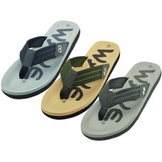M7719 - Wholesale Men's " Wave " Super Soft Sole Thong Fiber Upper Sandals (*Asst. Black, Navy & Khaki)