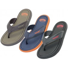 M8865 -  Wholesale Men "Wave" All Rubber Shower Thong Sandals (Asst. Black. Navy & Brown)