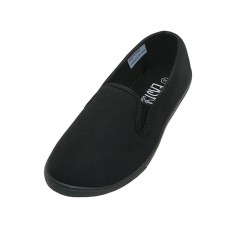 S316M-BB - Wholesale Men's "Easy USA" Slip on Twin Gore Upper Comfortable Casual Canvas Shoes (*Black Color) *Available In Single Size