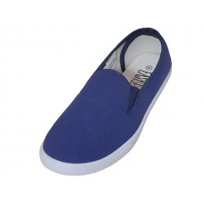 S316M-Navy - Wholesale Men's "Easy USA" Slip on Twin Gore Upper Comfortable Casual Canvas Shoes (*Navy Color) *Available in Single Size