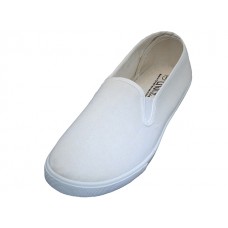 S316M-W - Wholesale Men's "Easy USA" Slip on Twin Gore Upper Comfortable Casual Canvas Shoes (*White Color) *Available In Single Size