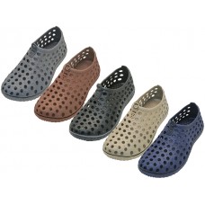S7790-M - Wholesale Men's "Wave" Super Soft Light Weight Hollow Upper Clog Shoes (*Asst. Black, White, Khaki, Navy, Gray & Brown)