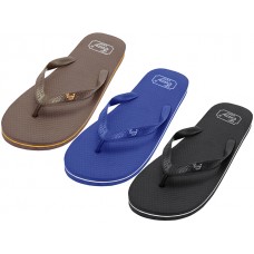 S8069-M - Wholesale Men's "Easy USA" Soft Comfortable Rubber Zori / Flip Flops (*Asst. Black Navy & Brown) *Available in Single Size S-XL
