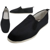 T2-303-M - Wholesale Men's Slip on Twin Gore Cotton Upper & White Cotton Out Sole Kung Fu/Tai Chi Shoes (*Black Color) *Available in Single Size