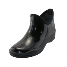 RB-46-BB - Wholesale Women's "EasyUSA" 5 Inches Ankle Height Soft Rubber Garden Shoes, Rain Boots ( *Black Color ) 