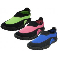 S1189LA - Wholesale Women's "Wave" Nylon Upper With TPR. Outsole Water Shoes (*Asst. Black/Fuchsia, Black/Royal Blue & Black/Green)