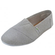 S308L-S Wholesale Women's "Easy USA" The most comfortable Slip-on casual Canvas Shoes (*Silver Color)