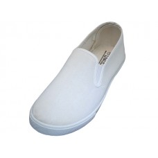 S316L-W - Wholesale Women's "Easy USA" Slip on Twin Gore Cotton Upper Comfortable Casual Canvas Shoes (*White Color)
