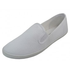 S316L-W - Wholesale Women's "Easy USA" Slip on Twin Gore Cotton Upper Comfortable Casual Canvas Shoes (*White Color)