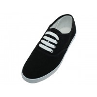 S324L-Bk - Wholesale Women's "Easy USA" Comfortable Casual Canvas Lace Up Shoes (*Black with White Out Sole & White Shoelace)
