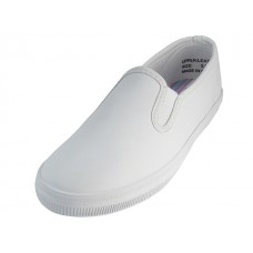 S445L-W - Wholesale Women's "Easy USA" Comfortable Twin Gore Action Leather Upper Slip-On Shoes (*White Color)