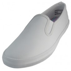 S445L-W - Wholesale Women's "EasyUSA" Comfortable Twin Gore Action Leather Upper Slip-On Shoes ( *White Color )