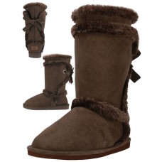 S5590L-T - Wholesale Women's Comfortable Microfiber Faux Fur Lining Warmest Winter Boots (*Brown Color)