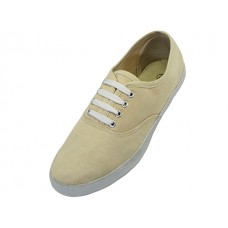 S656L-Cream - Wholesale Women's Chambray Upper With Shoelace Shoes (*Cream Color)