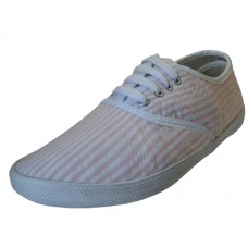 S794L-Pink - Wholesale Women's Seersucker Printed Upper with Lace Canvas Shoe (*Pink/White) *Close Out Case $48.00 / $2.00/Pr.