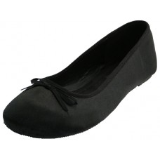 S9500L-B - Wholesale Women's "Easy USA" Satin Ballet Flat Shoes (*Black Color) *Last 5 Case