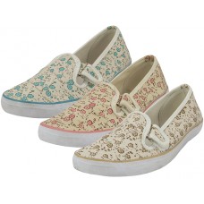 SS0530L-A - Wholesale Women's "Easy USA" Floral Print Canvas Shoes with Velcro (*Asst. Floral Print) *Close Out $48.00/Case $2.00/Pr.