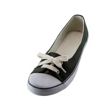SS0580L-B - Wholesale Women's "Easy USA" Lace Up Casual Canvas Shoe (*Black Color) 