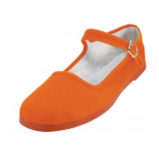 T2-114L-A - Wholesale Women's "Easy USA" Cotton Upper Classic Mary Jane Shoes (*Orange Color) *Available In Single Size