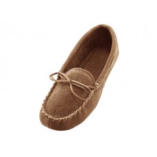 W080003-C - Wholesale Women's "Easy USA" Insulated Leather Upper Moccasins House Slipper (*Beige Color)