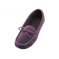 W080003-Purple - Wholesale Women's "Easy USA" Insulated Leather Upper Moccasins House Slipper (*Purple Color)