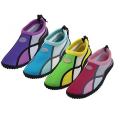 W1183L-A - Wholesale Women's "Wave" Multi Color Nylon Upper With TPR. Outsole Water Shoes (*Asst. Fuchchia/Pink, Blue/Lt. Blue, Purple/Lt. Purple And Lime/Yellow)