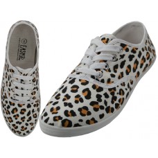 W6201 - Wholesale Women's "Easy USA" Canvas Leopard Printed Lace Up Shoes (*Ivory Leopard Printed)
