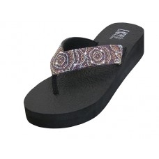 W722L-RG - Wholesale Women's "Easy USA" Rhinestone Upper Wedge Sandals (*Rose Gold Color) *Last Case