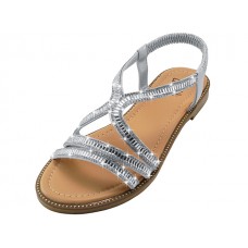 W7337L-Silver - Wholesale Women's "Easy USA" Rhinestone Upper Fancy Sandals （*Silver Gold Color）