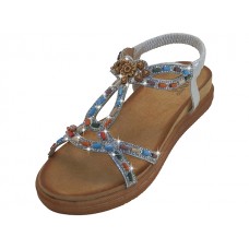 W7887L-S - Wholesale Women's " Easy USA" Beaded Gemstone Upper Sandals （*Silver Gold Color）