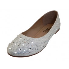 W8200L-S - Wholesale Women's "Easy USA" Rhinestone Upper Comfortable Ballet Shoes (*Silver Color) *Last 3 Case