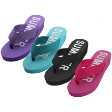 W9339L-A - Wholesale Women's "Easy USA" Fabric Upper 1½ '' Wedge Thong Sandals (*Asst. Black, Blue, Pink & Purple) 