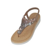 W9809L-RG - Wholesale Women's "Easy USA" Rhinestone Upper Sandals （*Rose Gold）