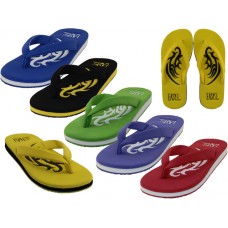 W9935L-A - Wholesale Women's "Easy USA" Embossed Thong Sandals (*Asst. Black Yellow Blue Green Red & Purple)